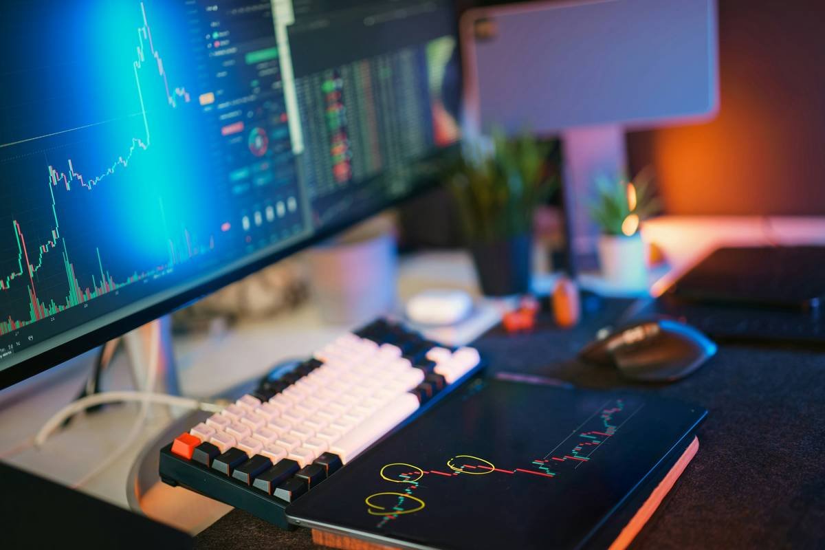 Cryptocurrency Market Analysis Tablet Monitor Screen